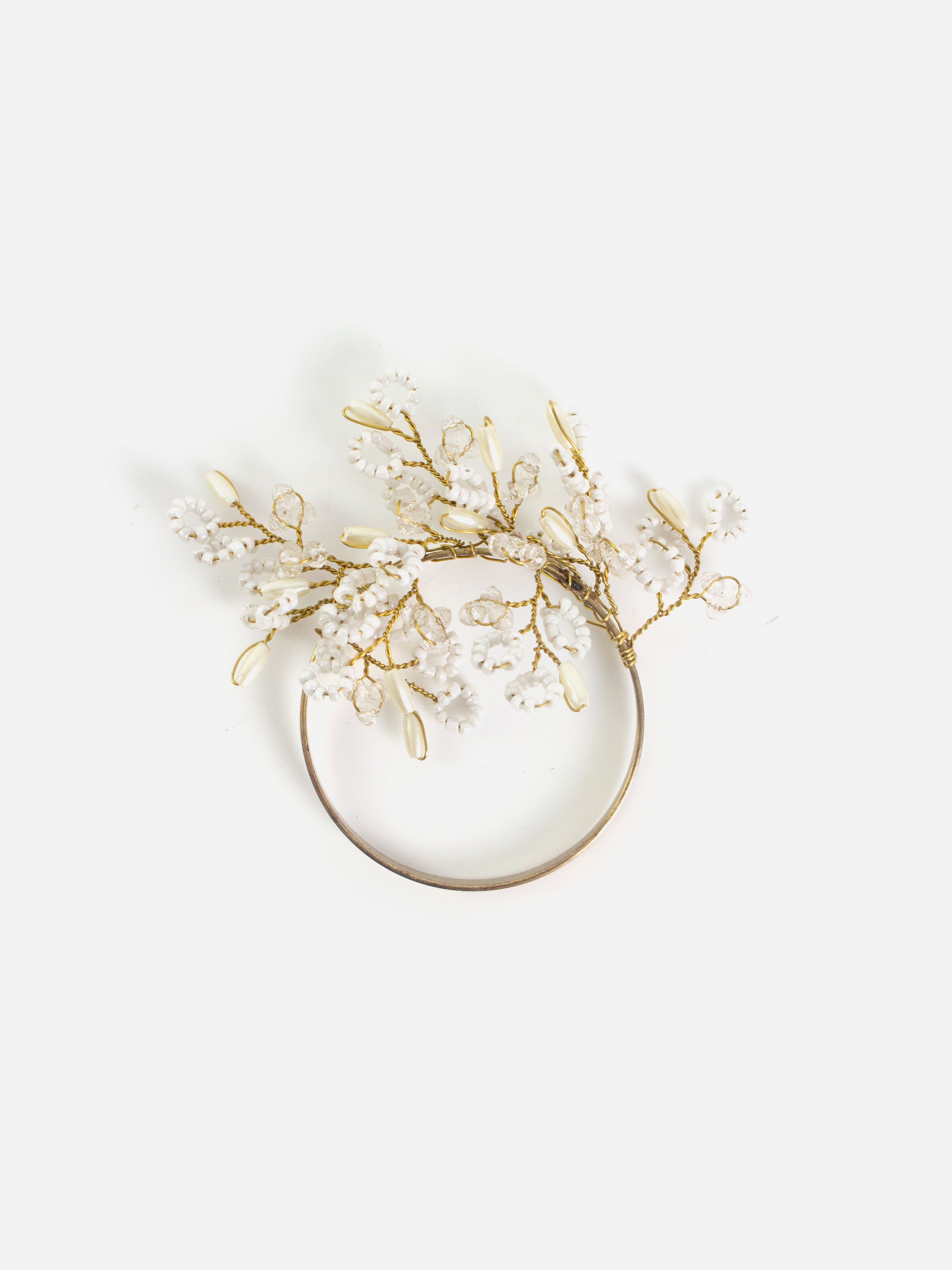 White Beaded Golden Napkin Ring
