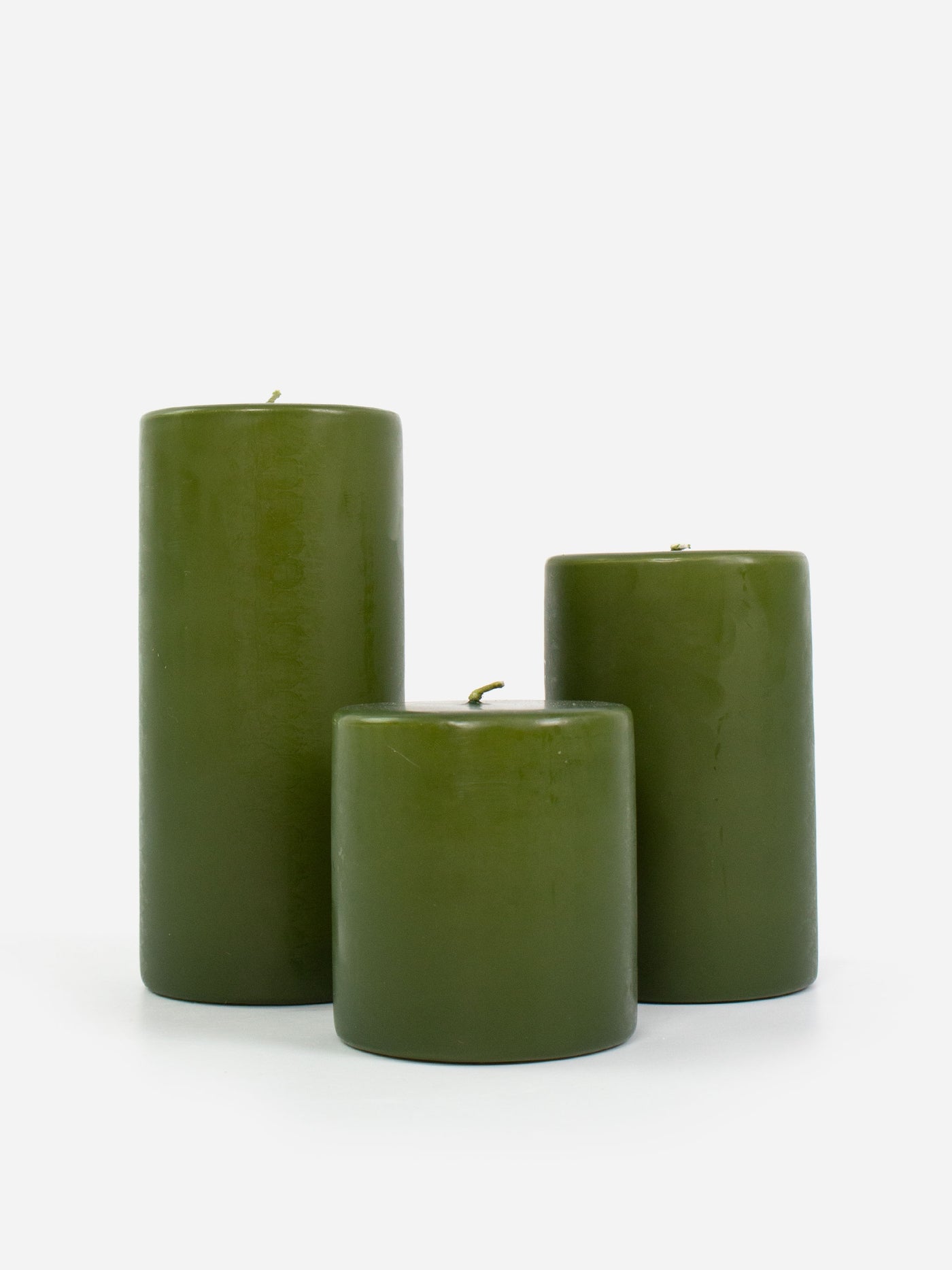 Unscented Pleated Pillar Candle Olive main image 0