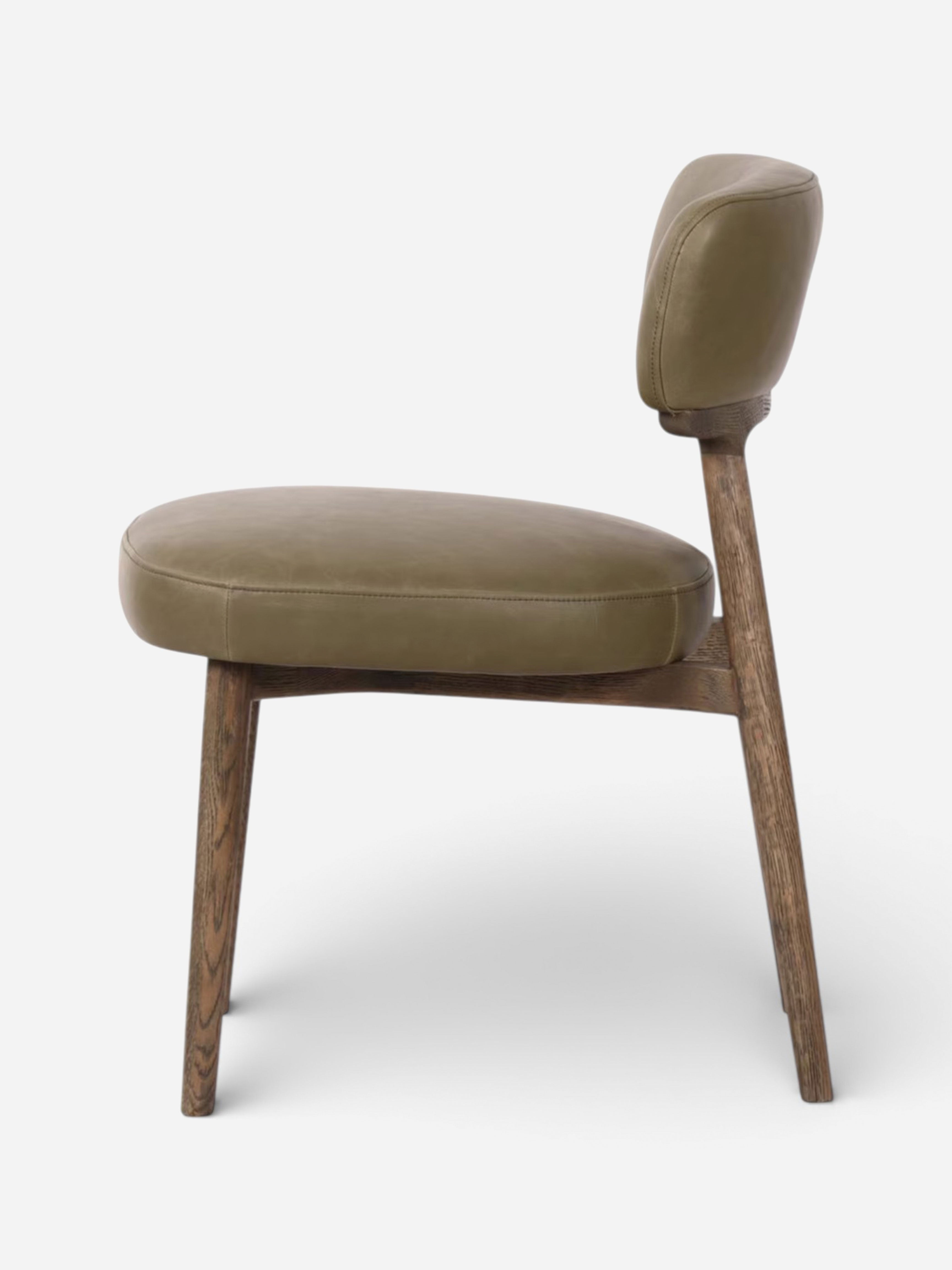 Willow Olive Leather Dining Chair