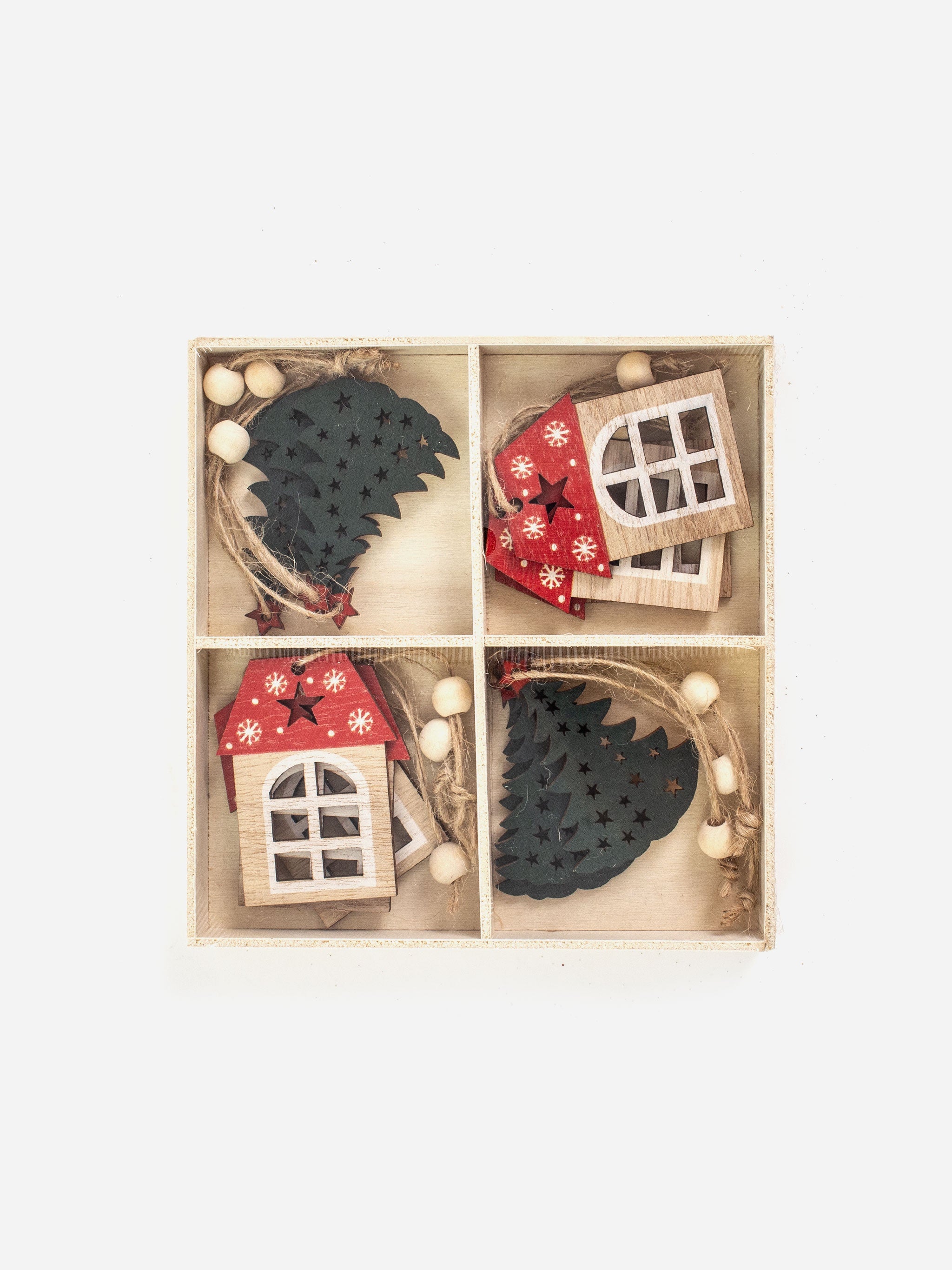 Wooden Christmas Ornament Set