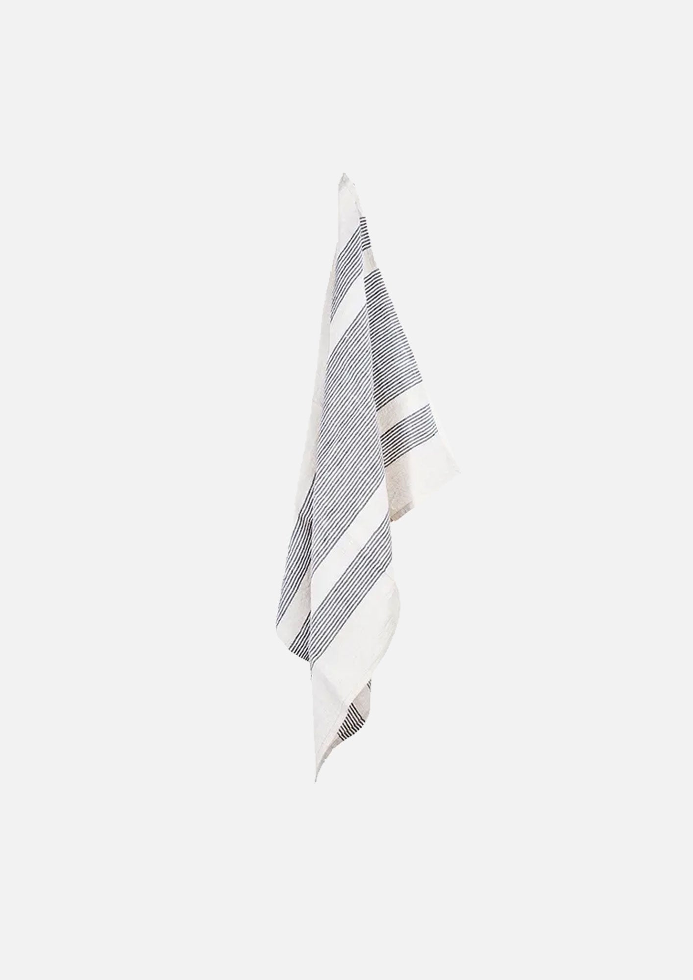 Woven Multi Stripe Tea Towel Natural & Black