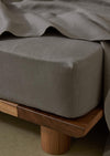 Ravello Linen Fitted Sheet - Charcoal