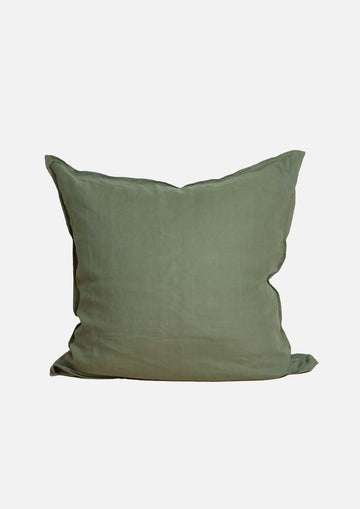 100% French Flax Linen Euro pillowcase- Lichen Stripe