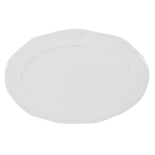Dragonfly White Oval Platter  - Large