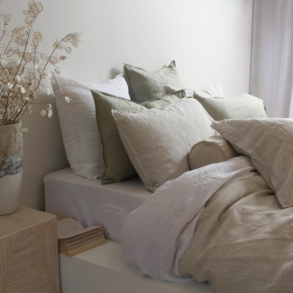 Linen Duvet Set - Charcoal Pinstripe