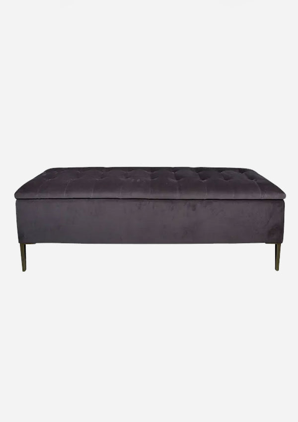 Estelle Storage Bench | Grey Velvet