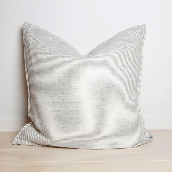 Linen  Euro Pillowcase - Charcoal Pinstripe
