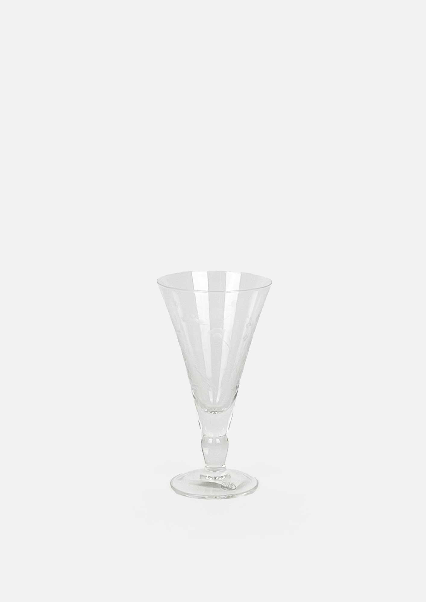 Floral Etched Short Stem Wine Glass