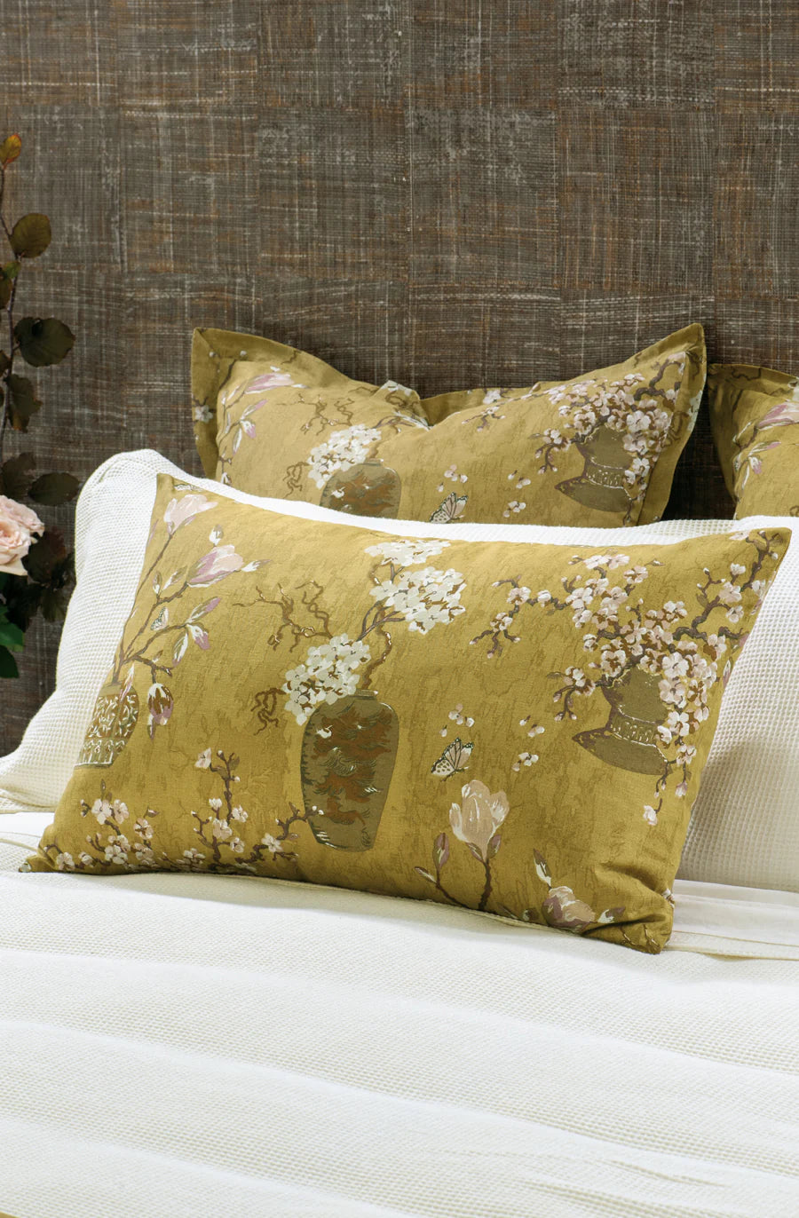 Ikebana Pillowcase Pair | Ochre