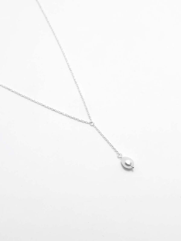 Sterling Silver Drop Pearl Necklace