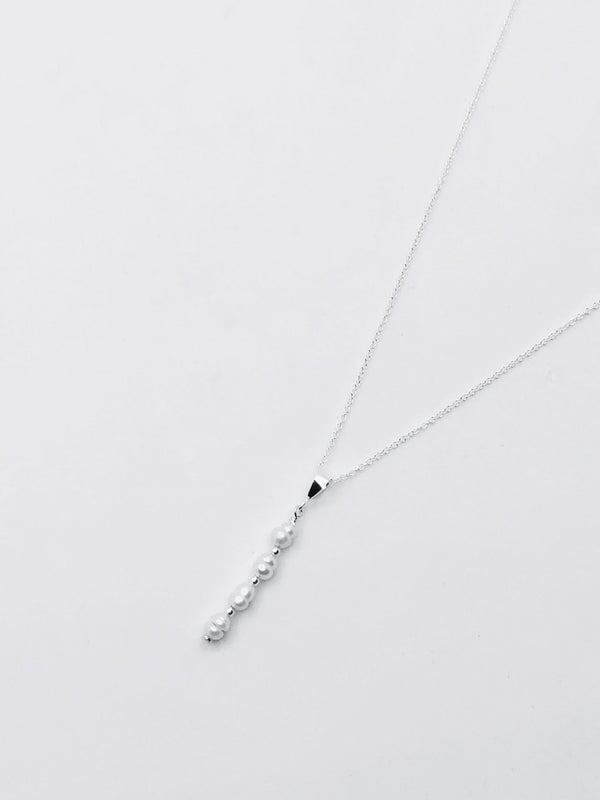 Sterling Silver Teardrop Pearls Necklace