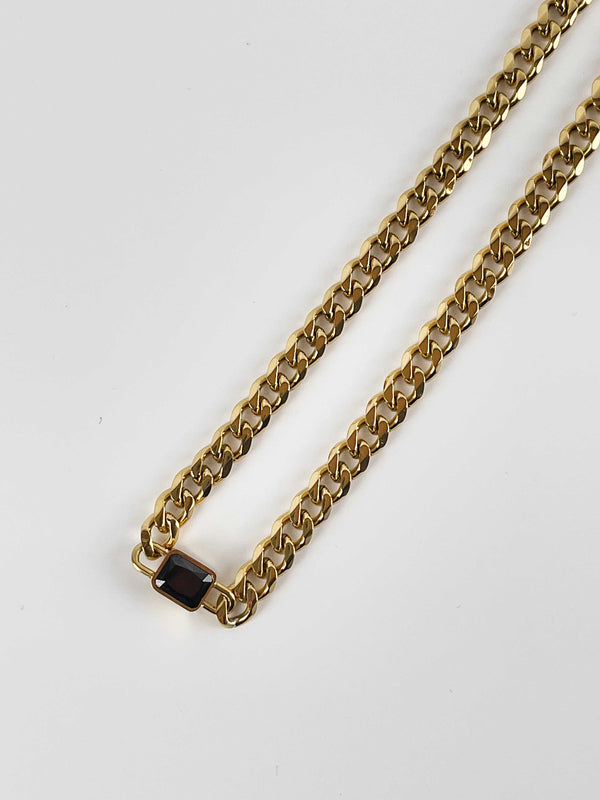 Gold Choker Chain with Black Stone