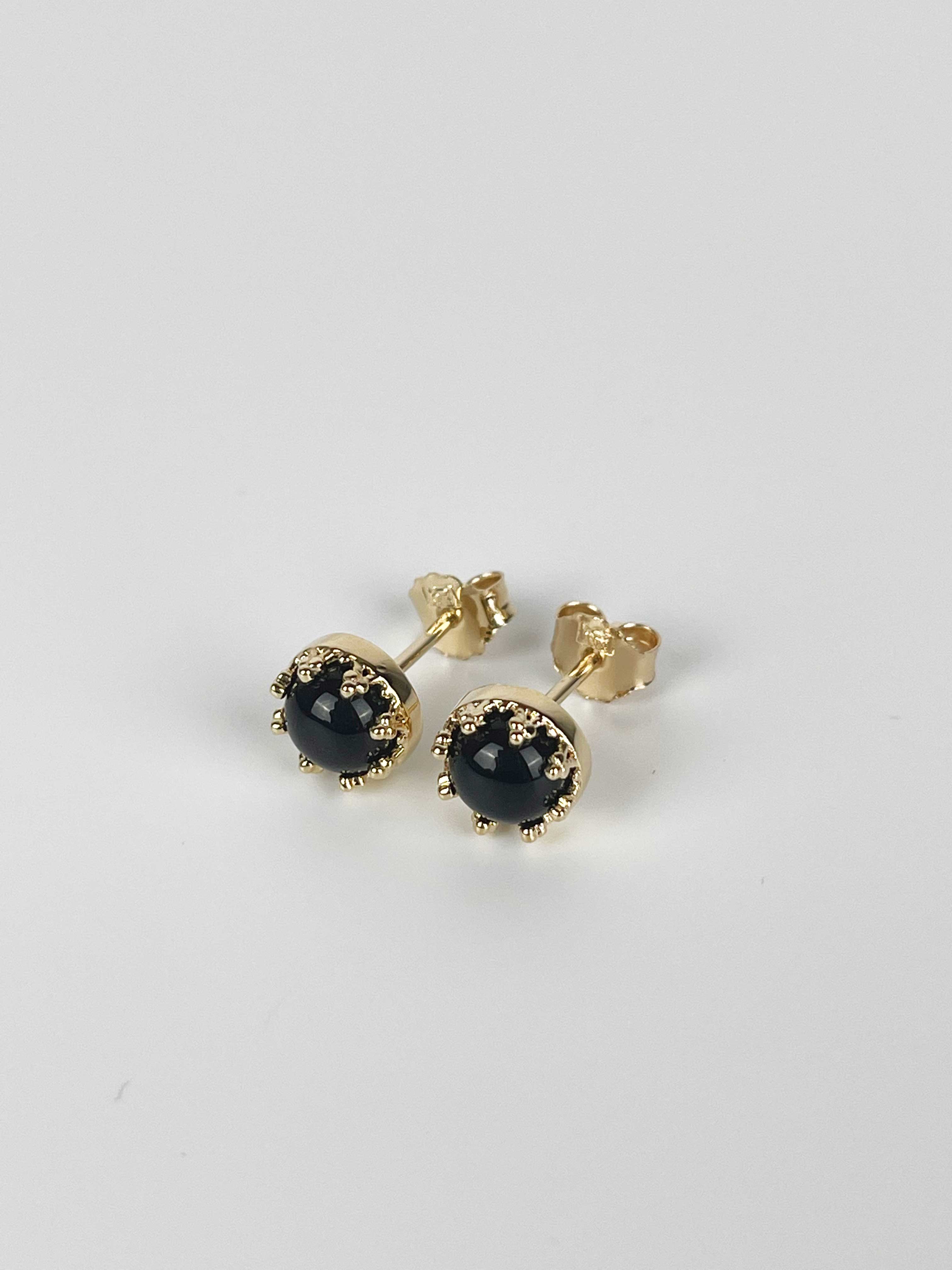18K Gold Black Onyx Monarch Earrings